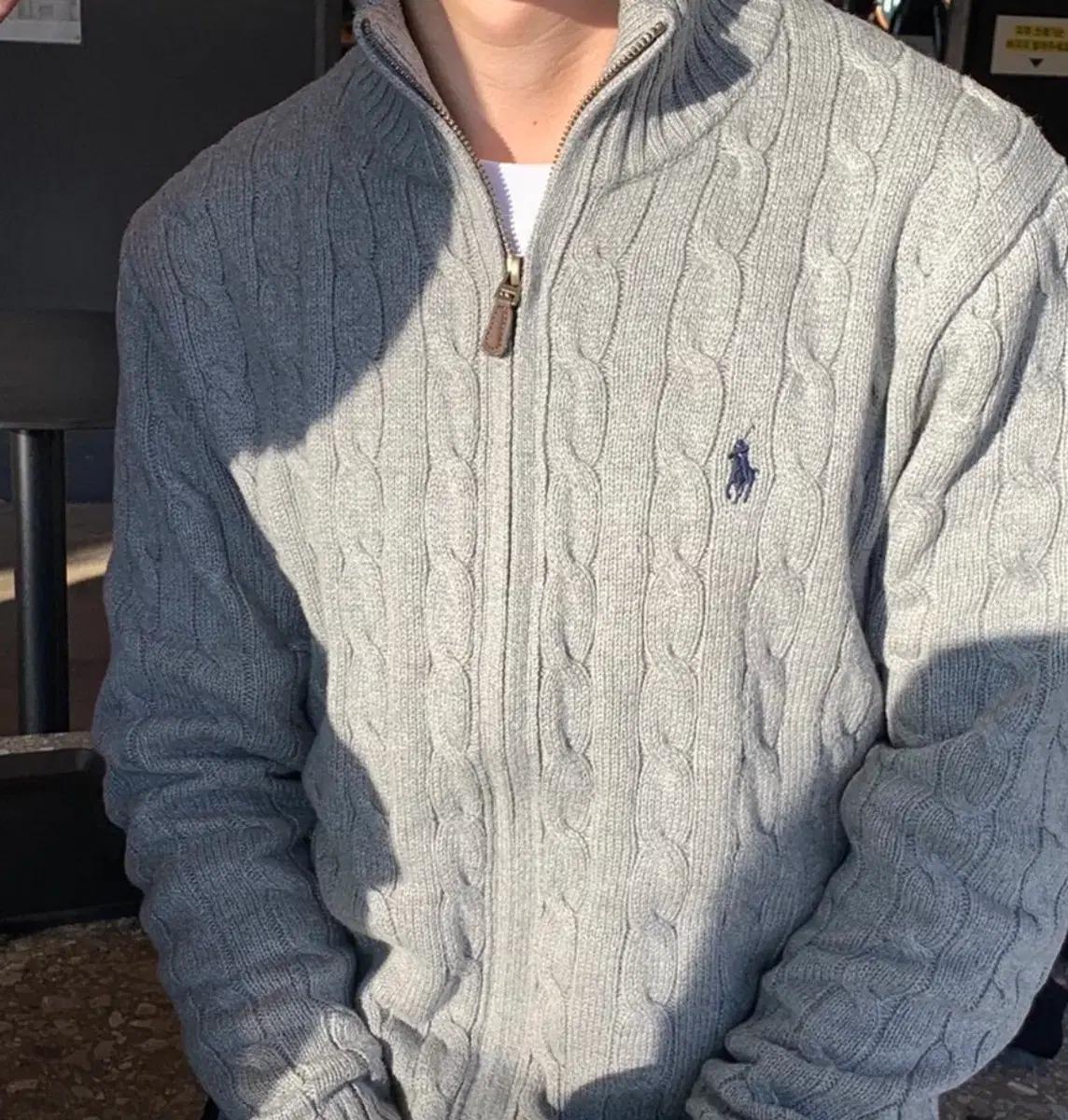 (정품)(새상품)폴로 꽈배기 케이블 니트집업 가디건