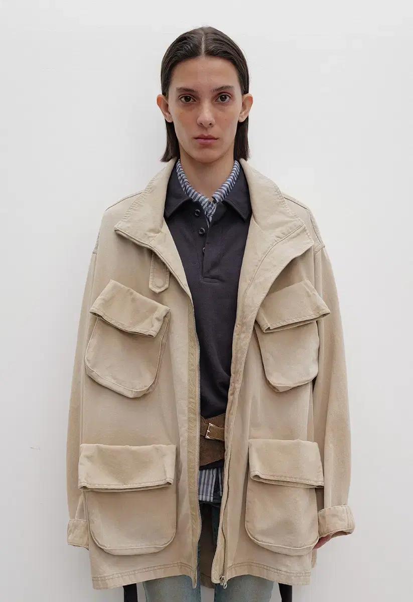 OPEN YY CARGO POCKET FIELD JACKET BEIGE