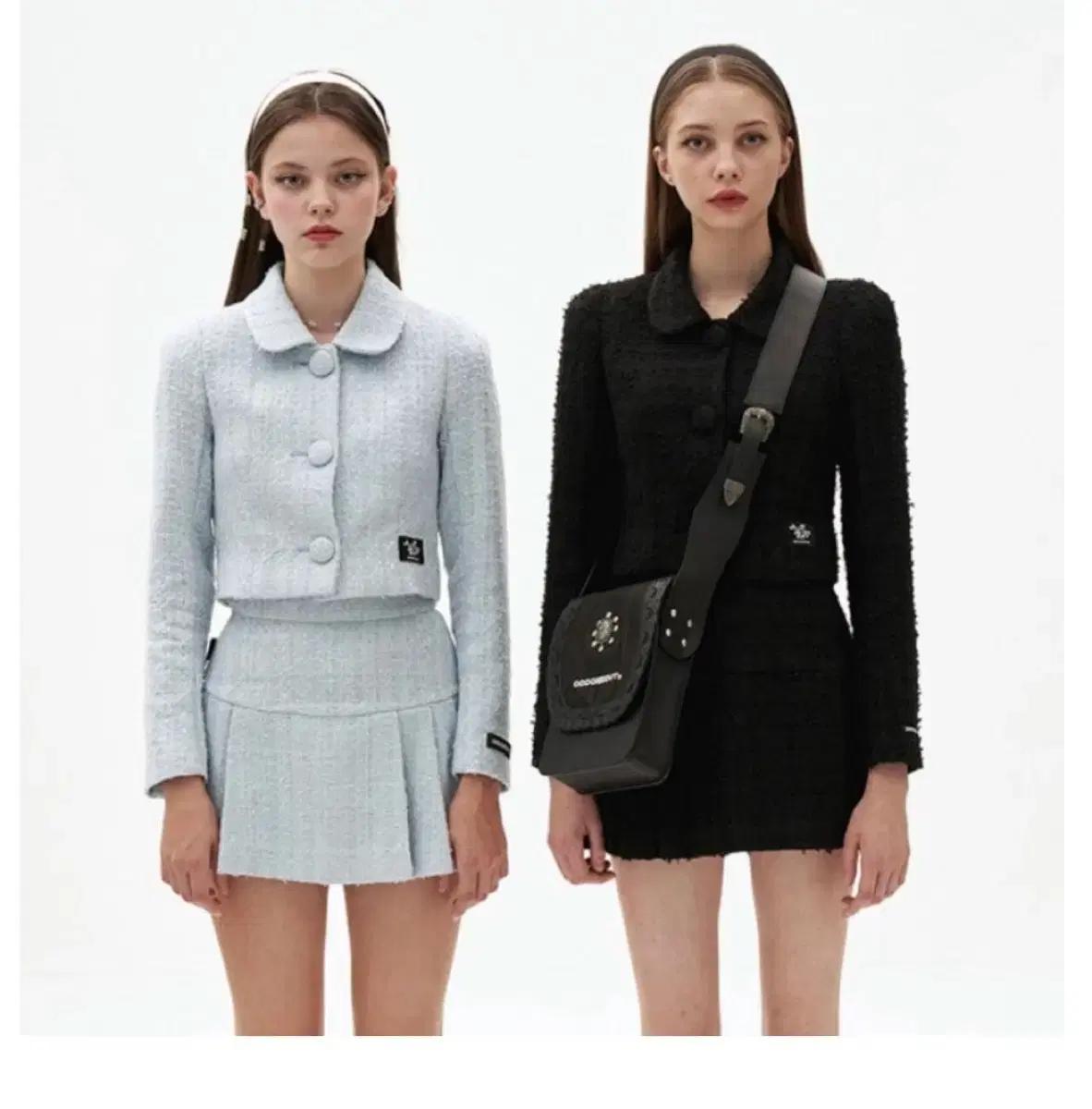 오드원아웃 트위드 투피스세트 블랙m