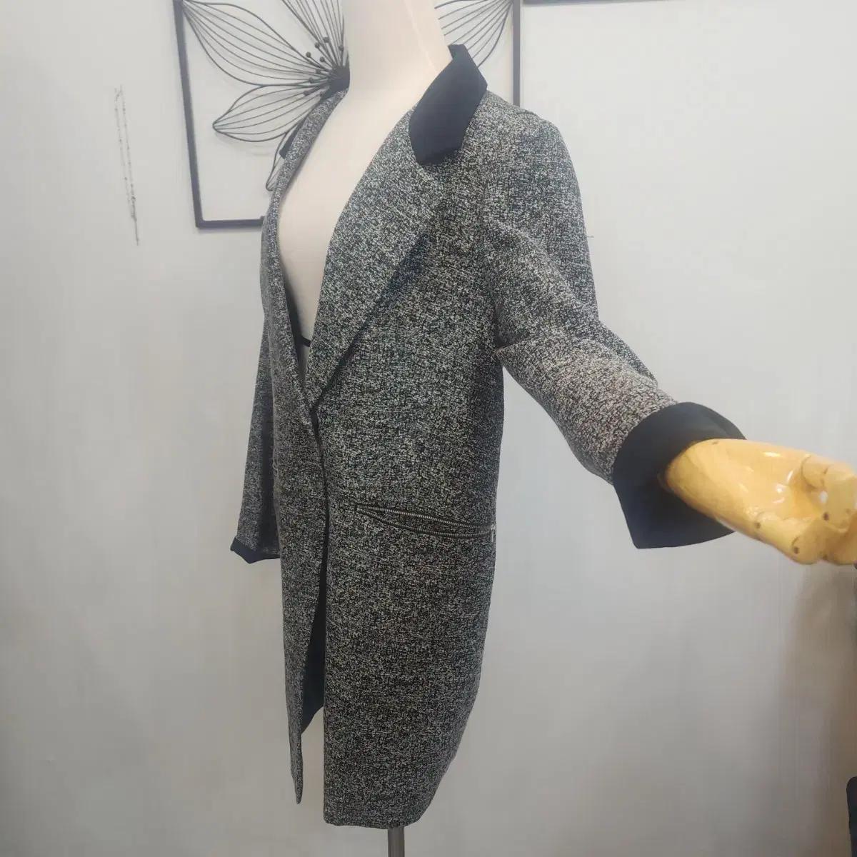 Si 씨   트위드 블랙 배색 롱 코트