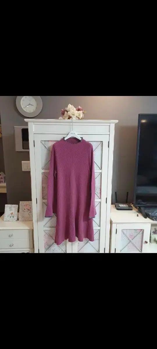 듀엘 양모 골지 롱니트 스웨터 미니원피스/55-날씬66