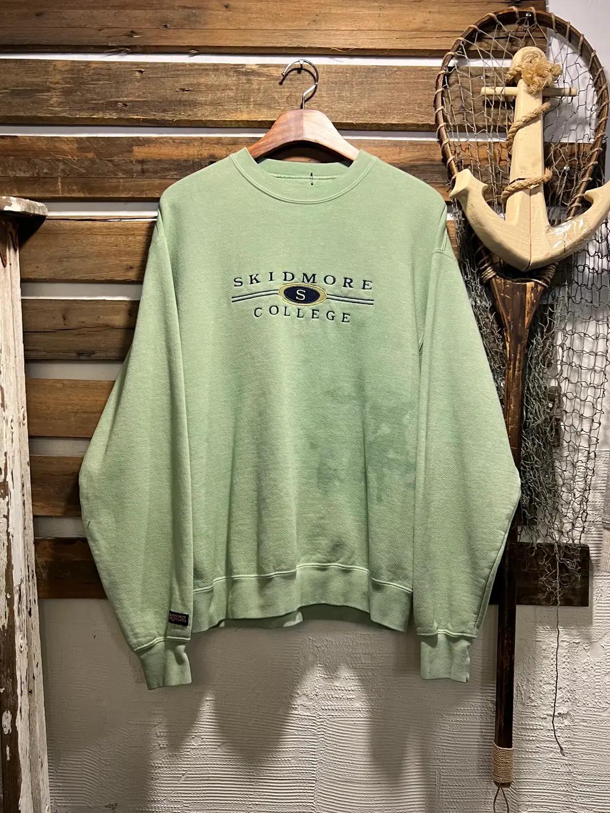 [M]90's Jansport USA 그린 가먼트다잉 스웻셔츠