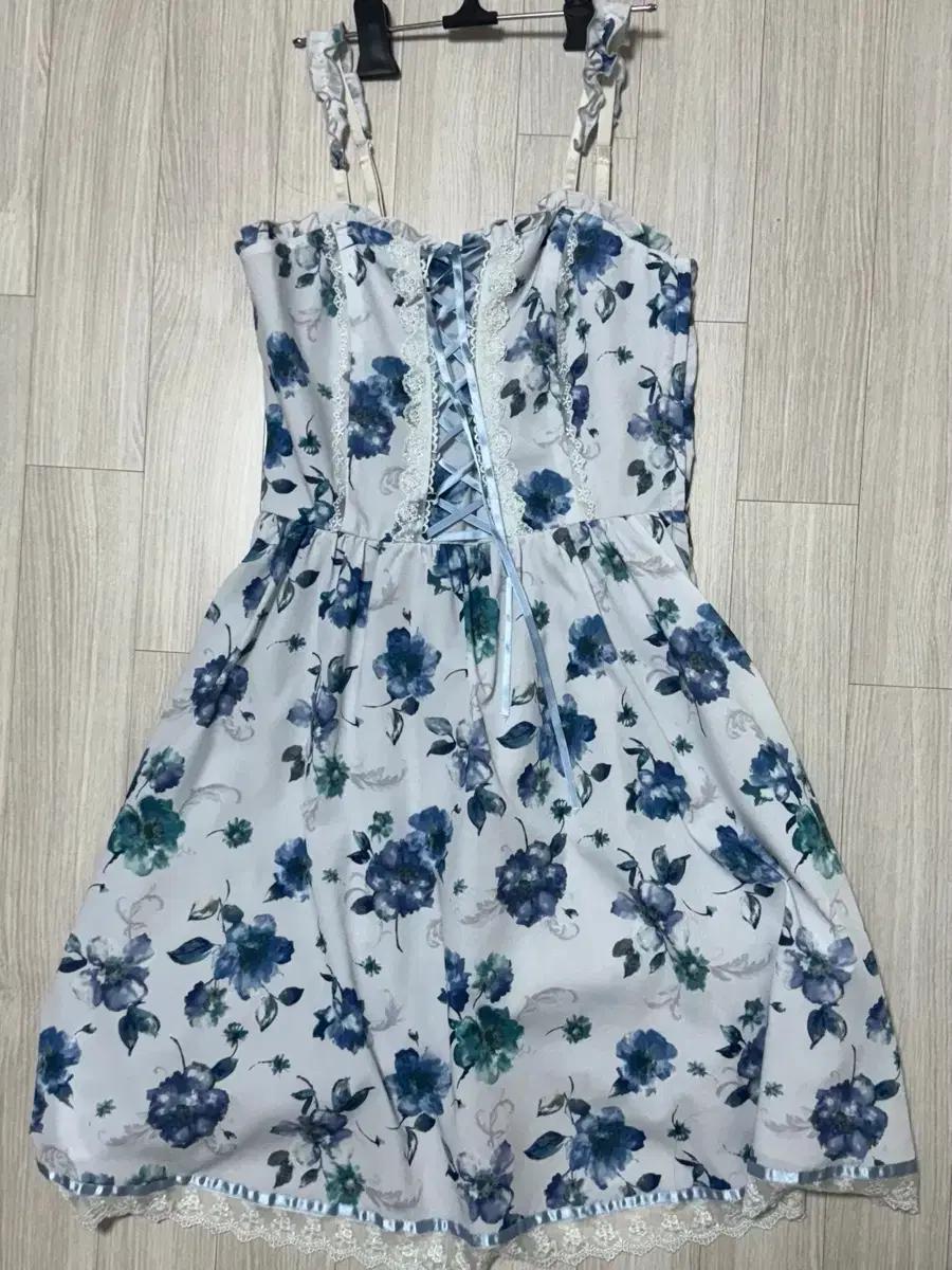 axes femme 블루 플라워 빈티지 원피스 엑시즈팜 모리걸 로리타