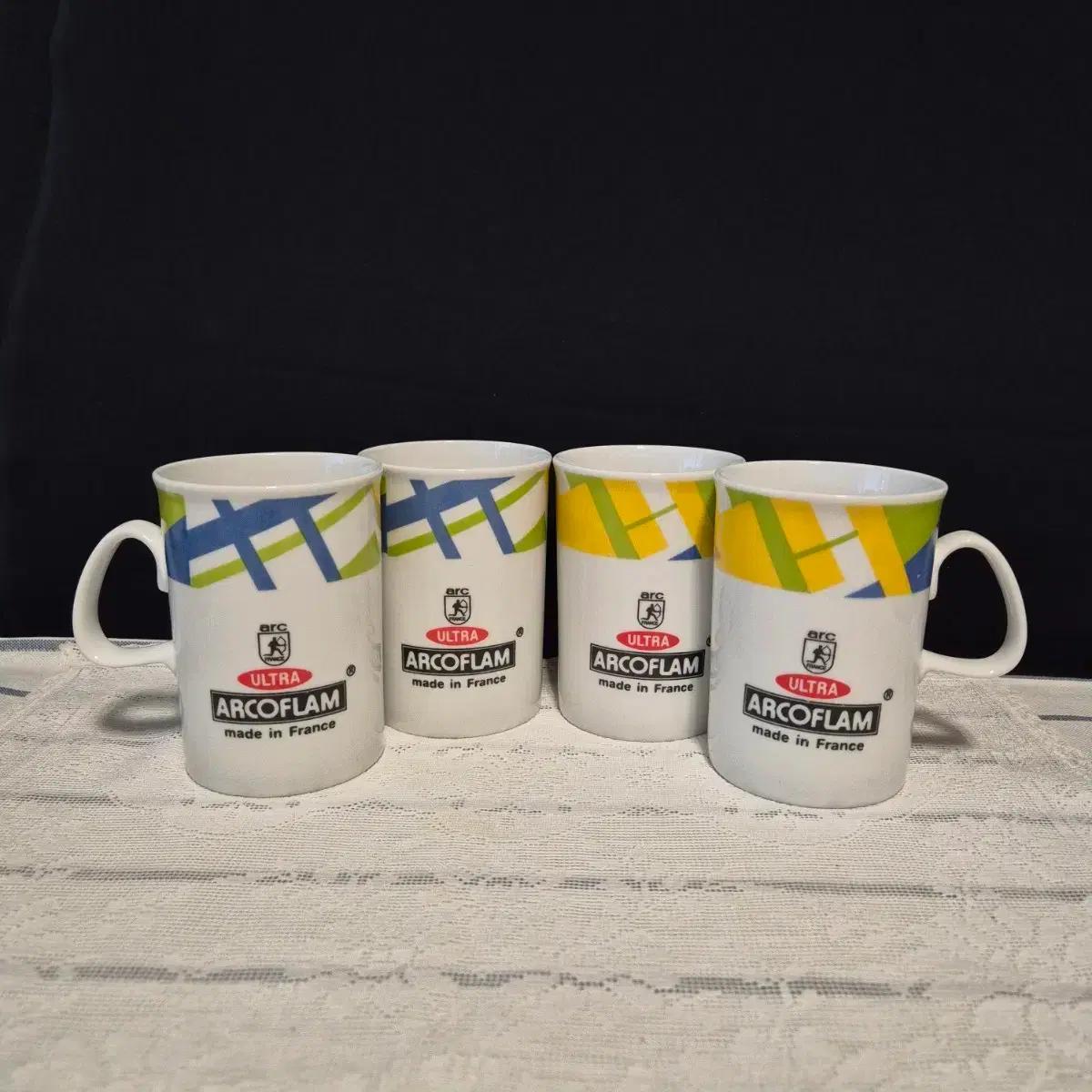 일괄가/프랑스 ARC 아코팜 체크 머그 3개