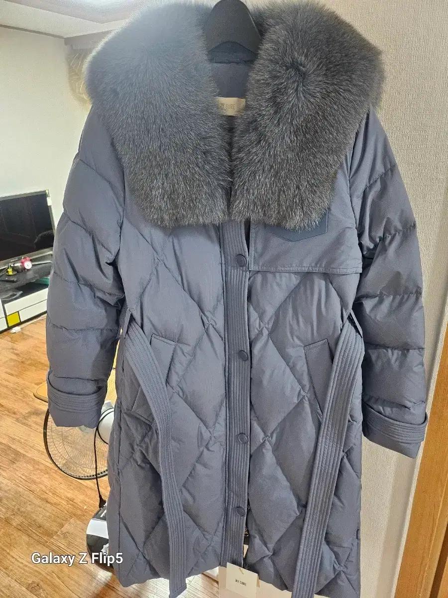 BY SURE 폭스퍼 롱 패딩 코트 55