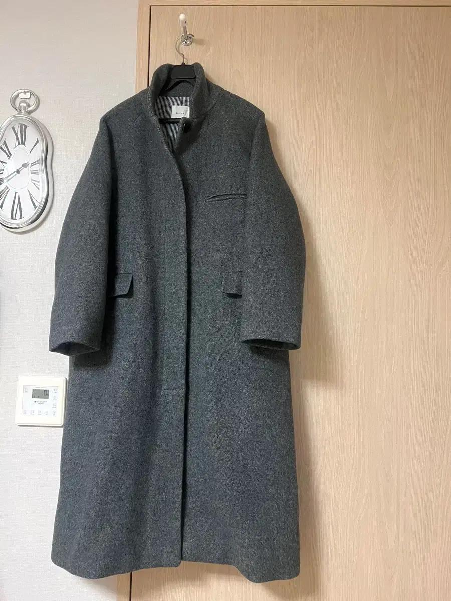 제평 루디아케이 LUDIA.K 캐시미어 울 차이나넥 롱코트 그레이 차콜