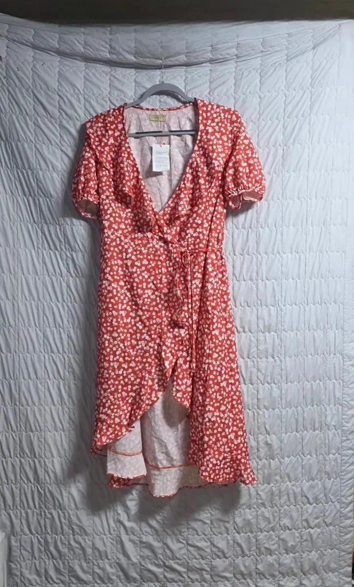 빅사이즈가능 레드 꽃무늬  롱 랩 원피스 새상품