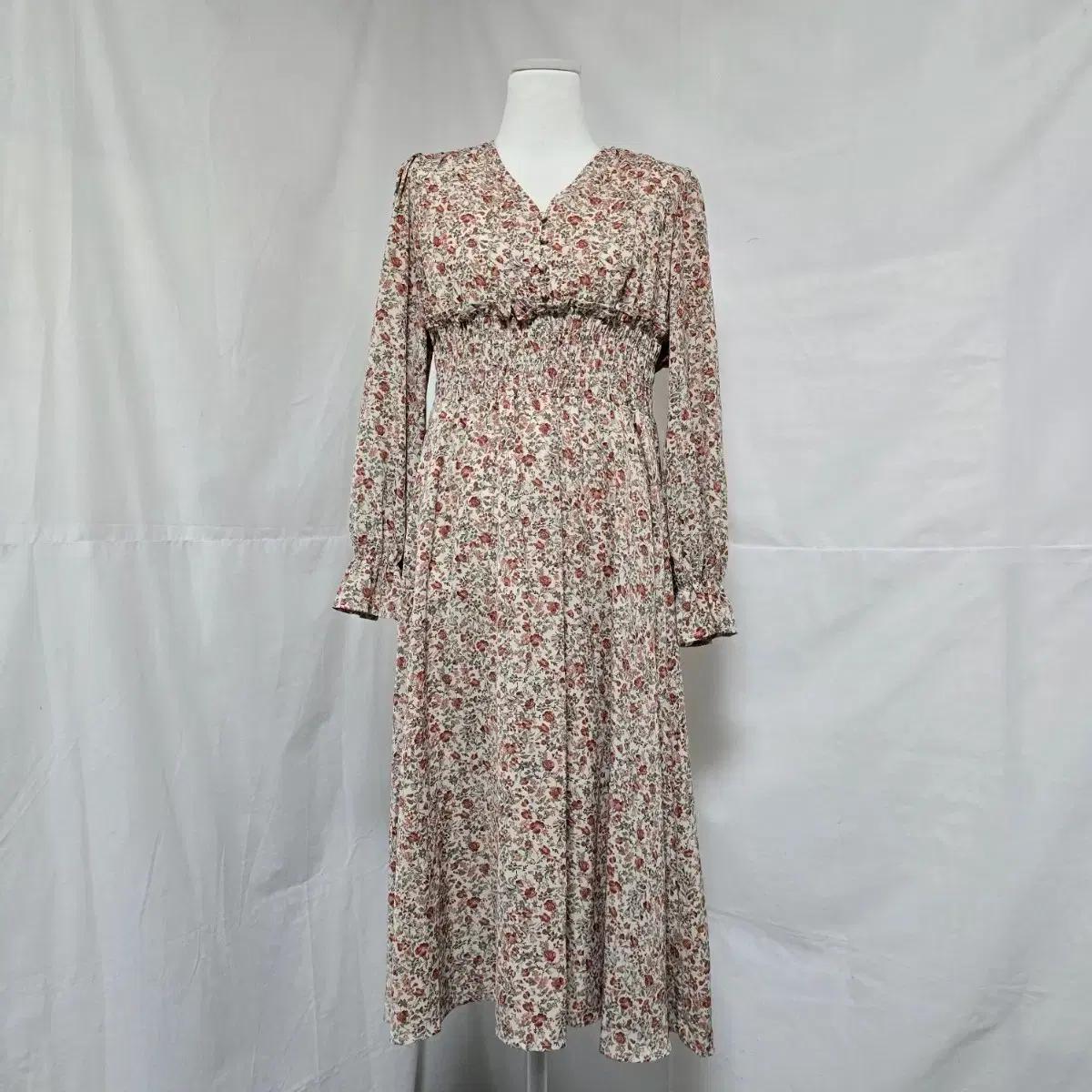 플라워 롱 원피스 꽃무늬 쉬폰 롱원피스 여 F 1103