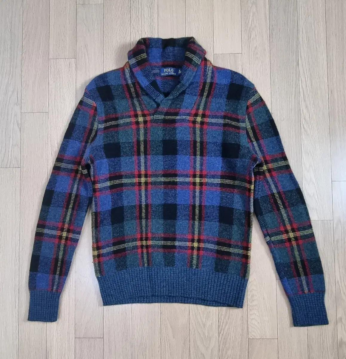 폴로랄프로렌 숄카라 ,가죽패치 양모100 니트 M _ 여성,실측확인