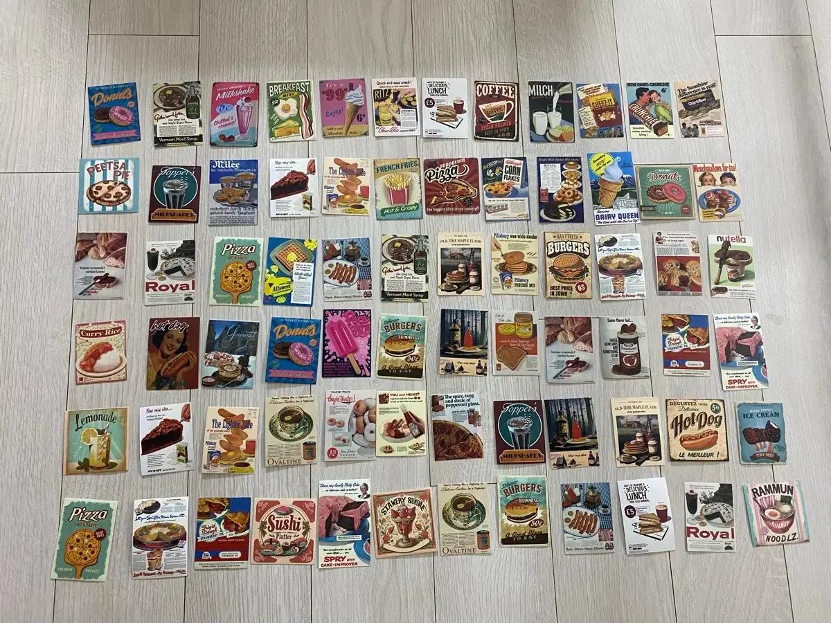 빈티지 음식 스티커 10장