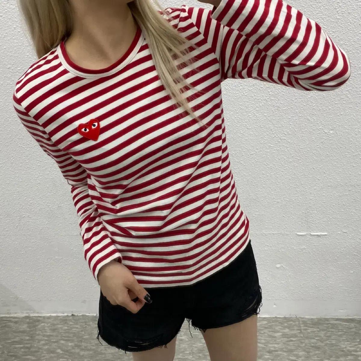꼼데가르송 하트와펜 레드 단가라 롱슬리브 M