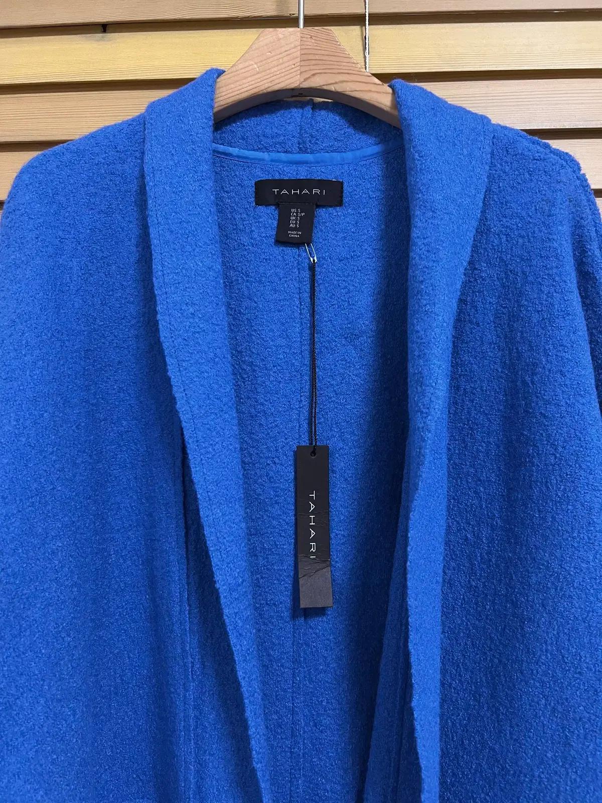 새제품) 타하리 여성 블루 숄카라가디건 울니트가디건 S