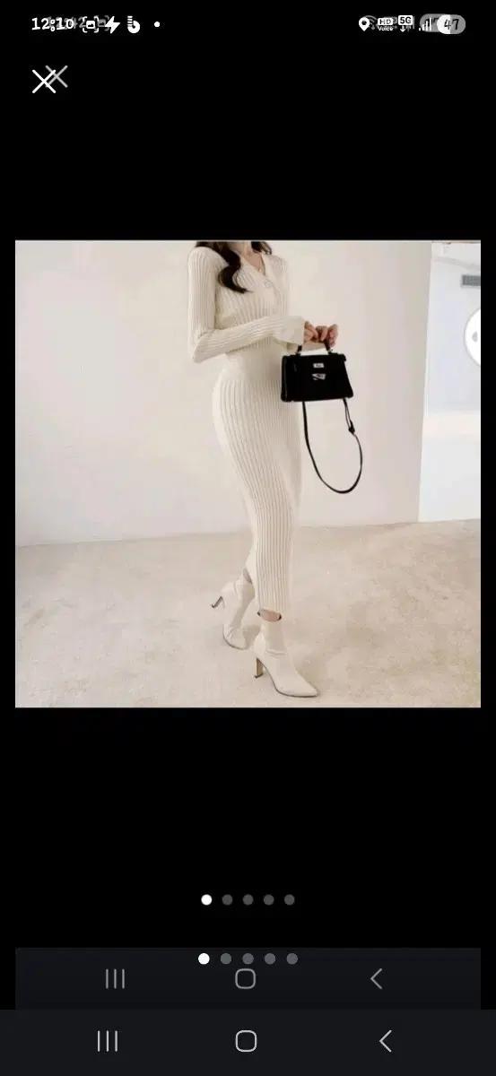 아이보리 니트 롱 원피스 세트