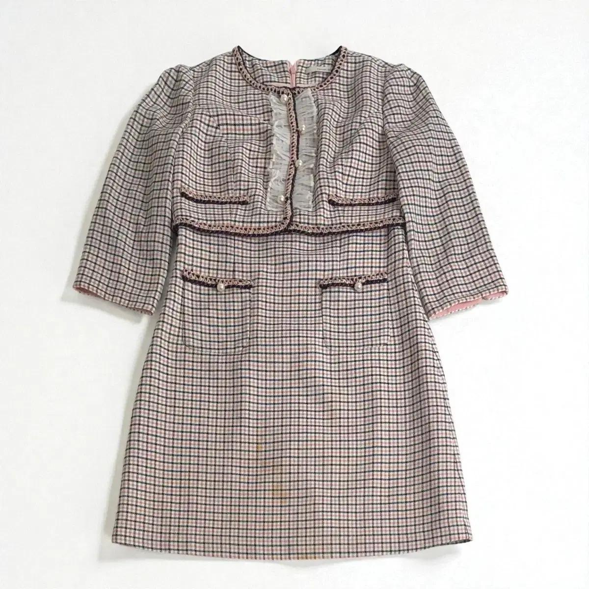 Kenneth lady 체크 쓰리피스 미니 원피스