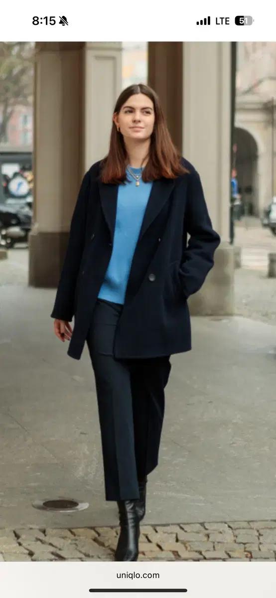 유니클로 더블 페이스 숏 코트 M