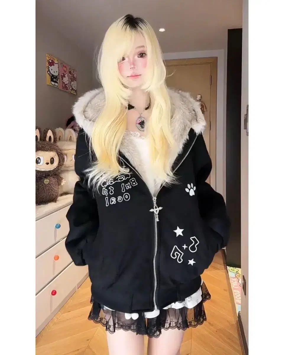 코트 여 가을 겨울 루즈핏 자수 미니멀 디자인 캐주얼 보온 재킷(2컬러)