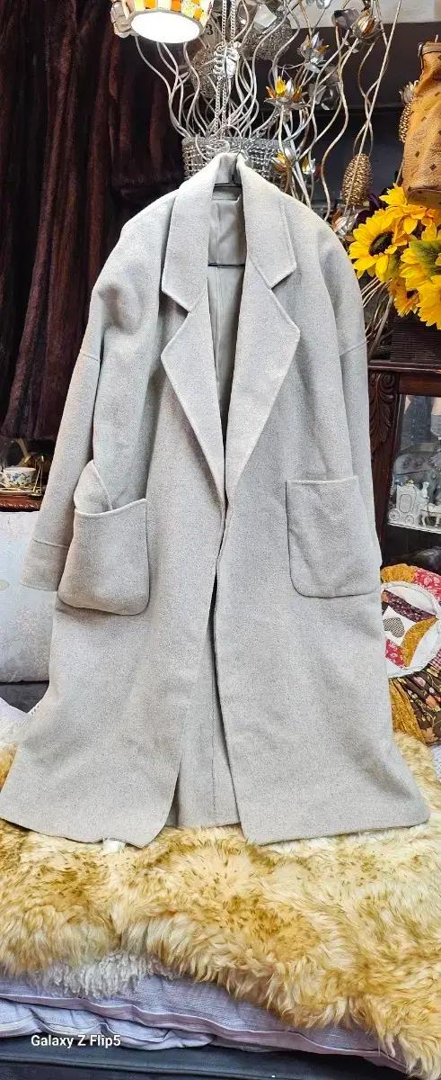 BERRYJOO 울코트베이지색 롱 코트 여성용