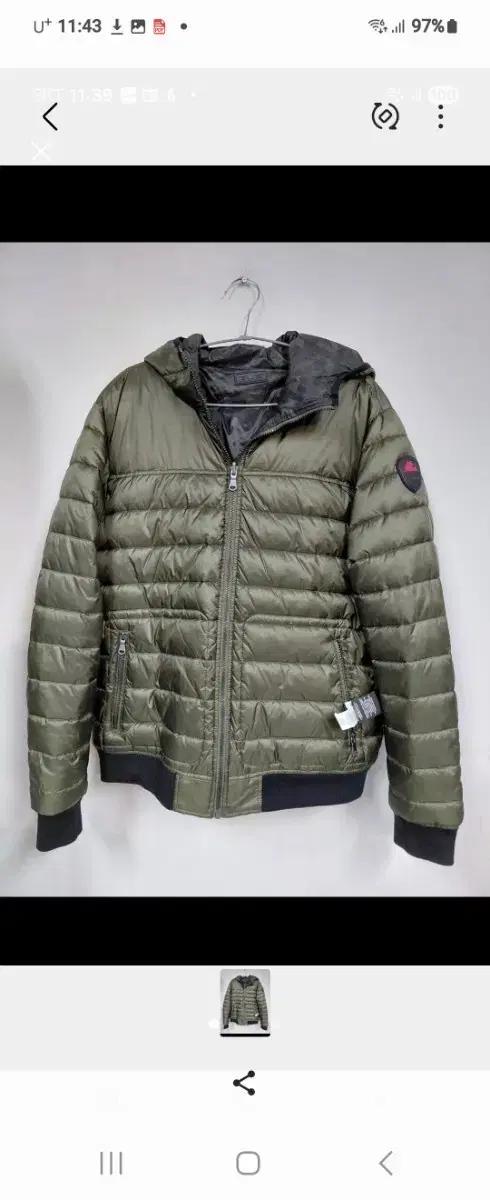 pajar카키색 후드 패딩 점퍼(양면)