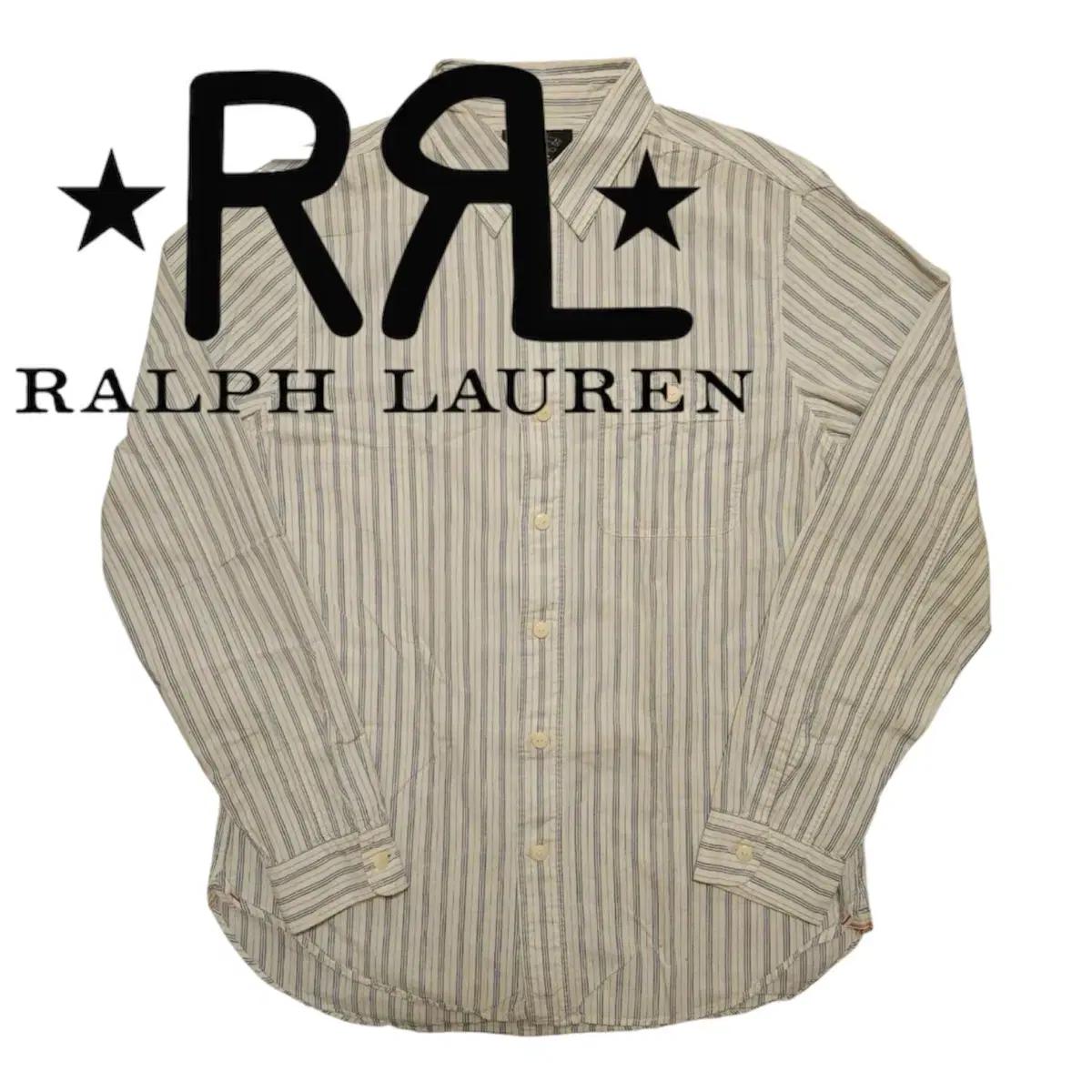 RRL 스트라이프 워크 셔츠 오프화이트