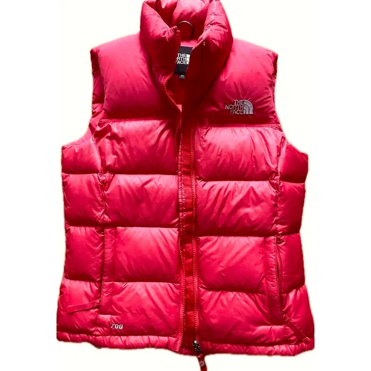 여성 85 노스페이스 700 눕시 패딩조끼 베스트 레드 캠핑 백패킹 런닝