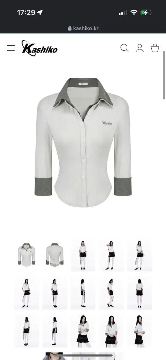 카시코 Double Collar Slim Shirts Light Gray