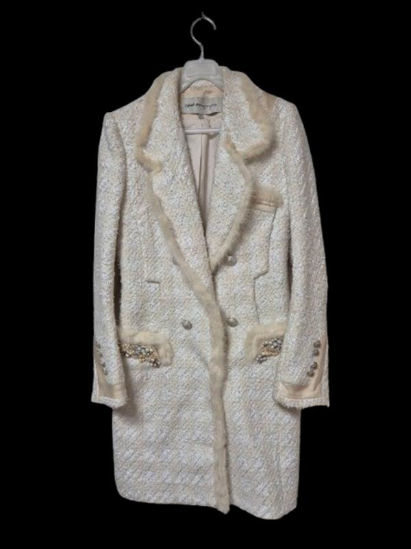 오브제 밍크퍼 정품 실크 여자 겨울용 여성 트위드더블코트자켓82-94