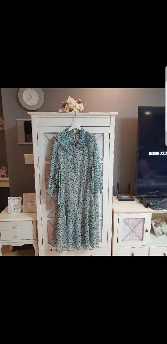 jj지고트 플라워 패턴 롱 원피스 쉬폰/55-66