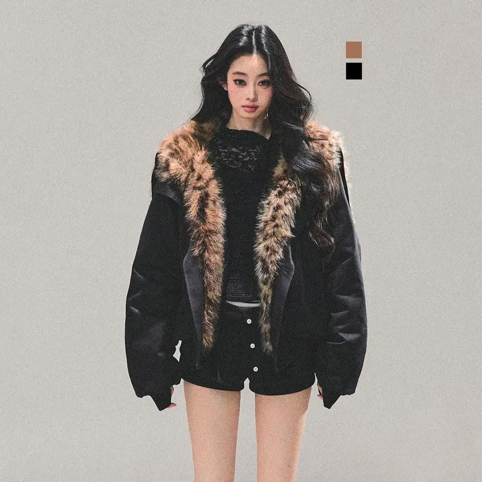 Shaoyeyan 샤오예얀 루즈 플러시 퀼팅 퍼 코트 2COLOR