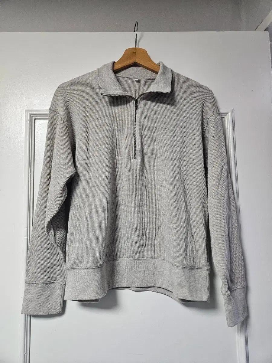 무인양품 muji 무지 오트밀 베이지 와플 니트 집업 긴팔티셔츠 맨투맨