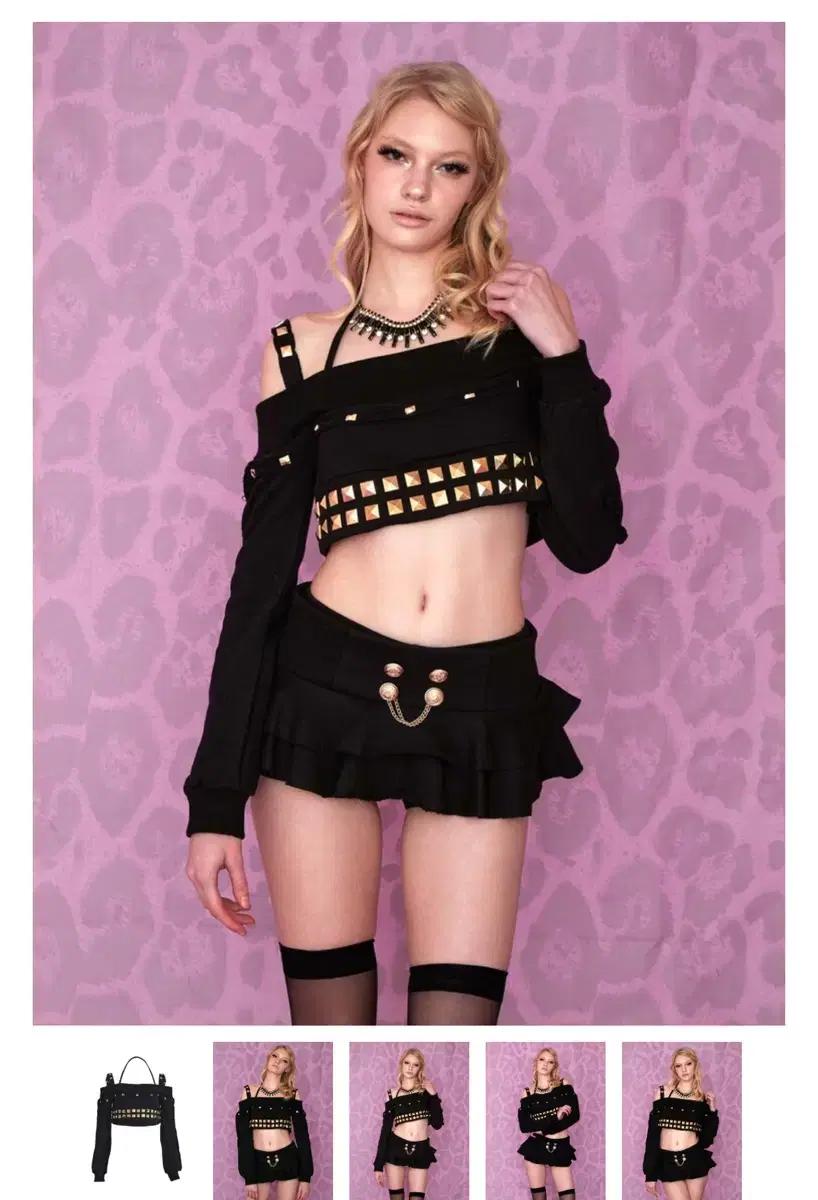 베이비메탈클럽 Gold studs damaged crop top 베메클