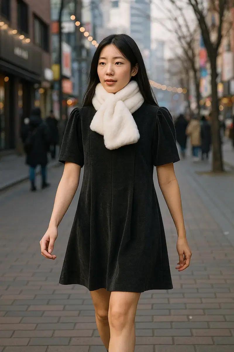 ROOM.698 벨벳 퍼프 미니원피스 (차콜블랙)