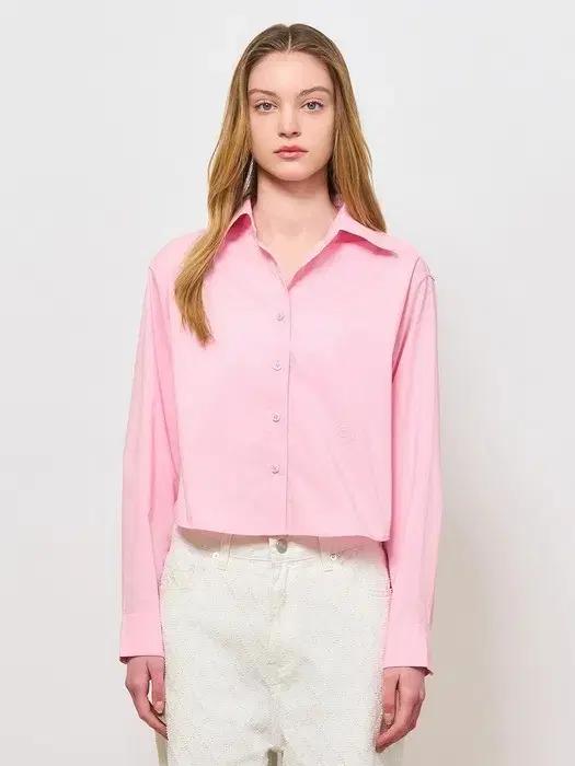 제너럴 아이디어 링클프리 세미 크롭 클래식 셔츠 핑크