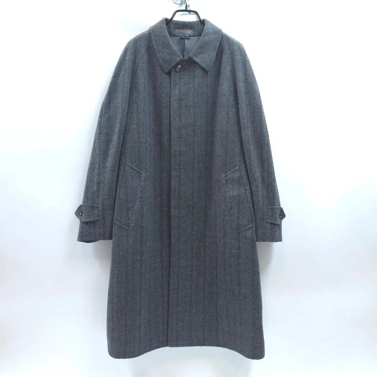 DAKS 닥스 재팬 헤링본 체크트위드 울블렌드 발마칸코트 롱코트 C245