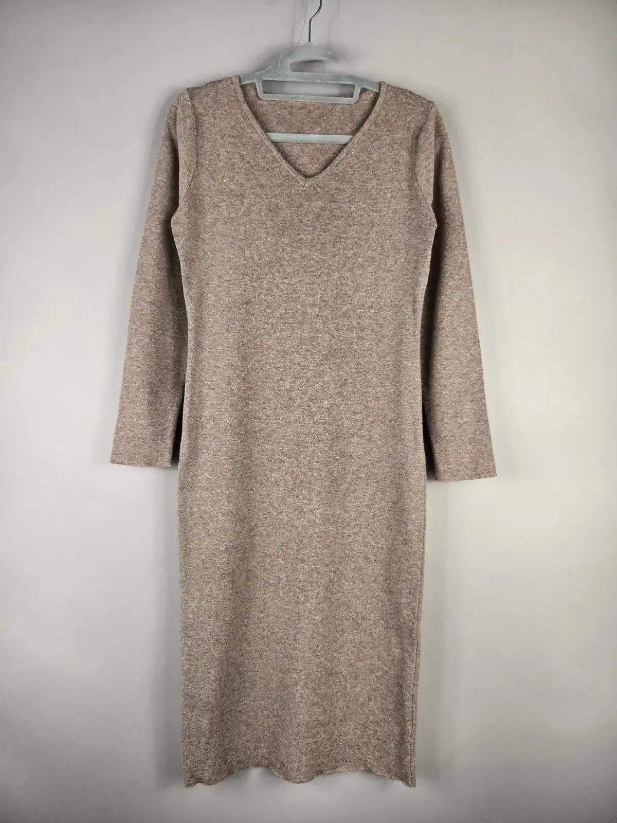 [무료배송]여성 F 니트 긴팔 V넥 롱 원피스