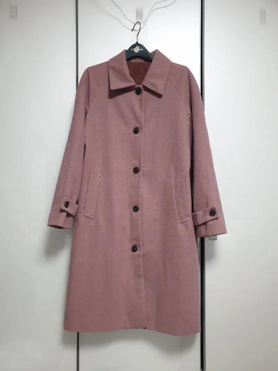 핑크색 여성용 롱 코트