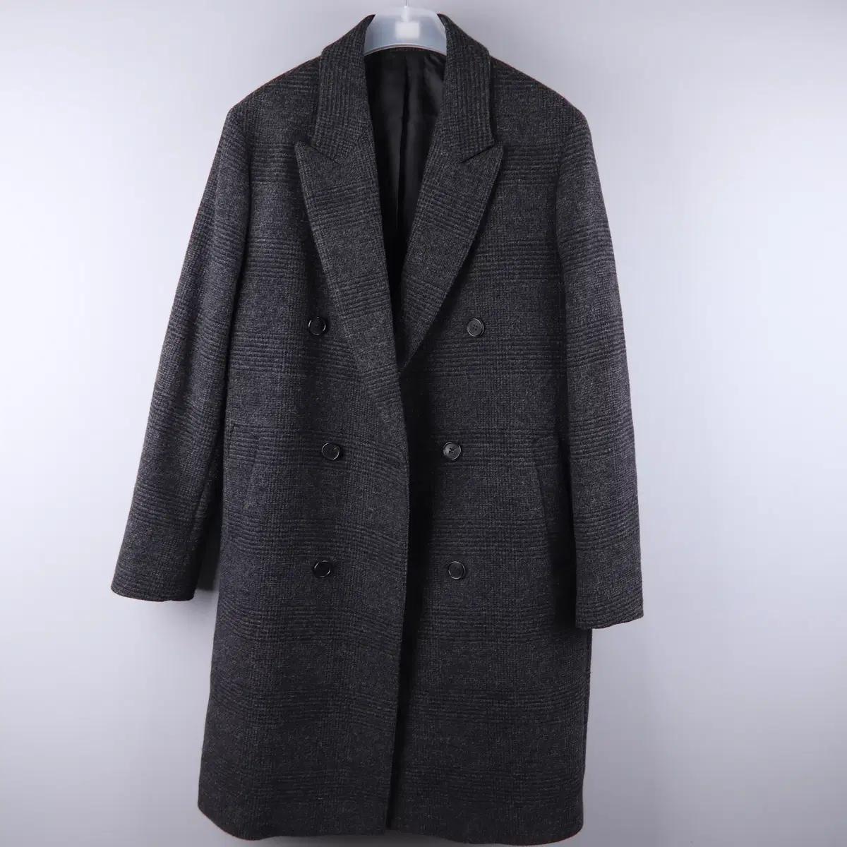 바쏘옴므 울 혼방 글렌체크 더블 코트 (105)