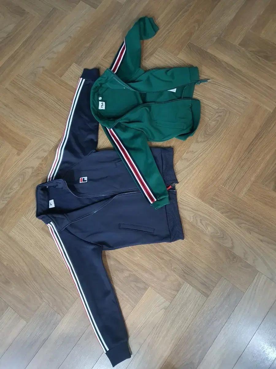 휠라 FILA 네이비/그린 어린이 트레이닝복 상의 2벌