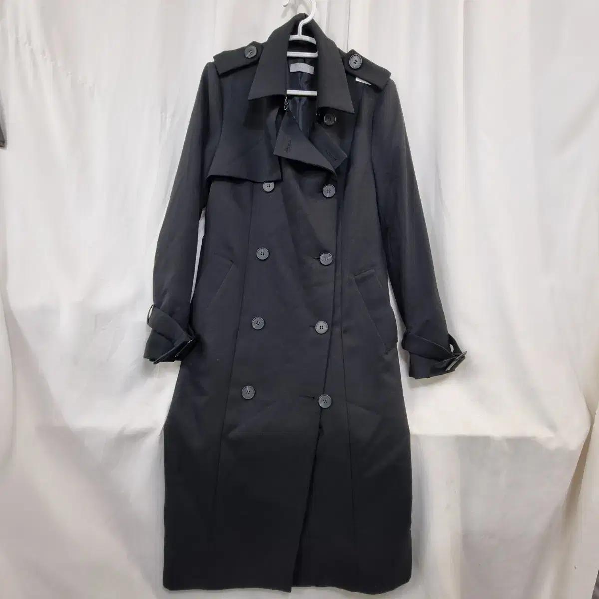 블랙 롱여성 트렌치 코트