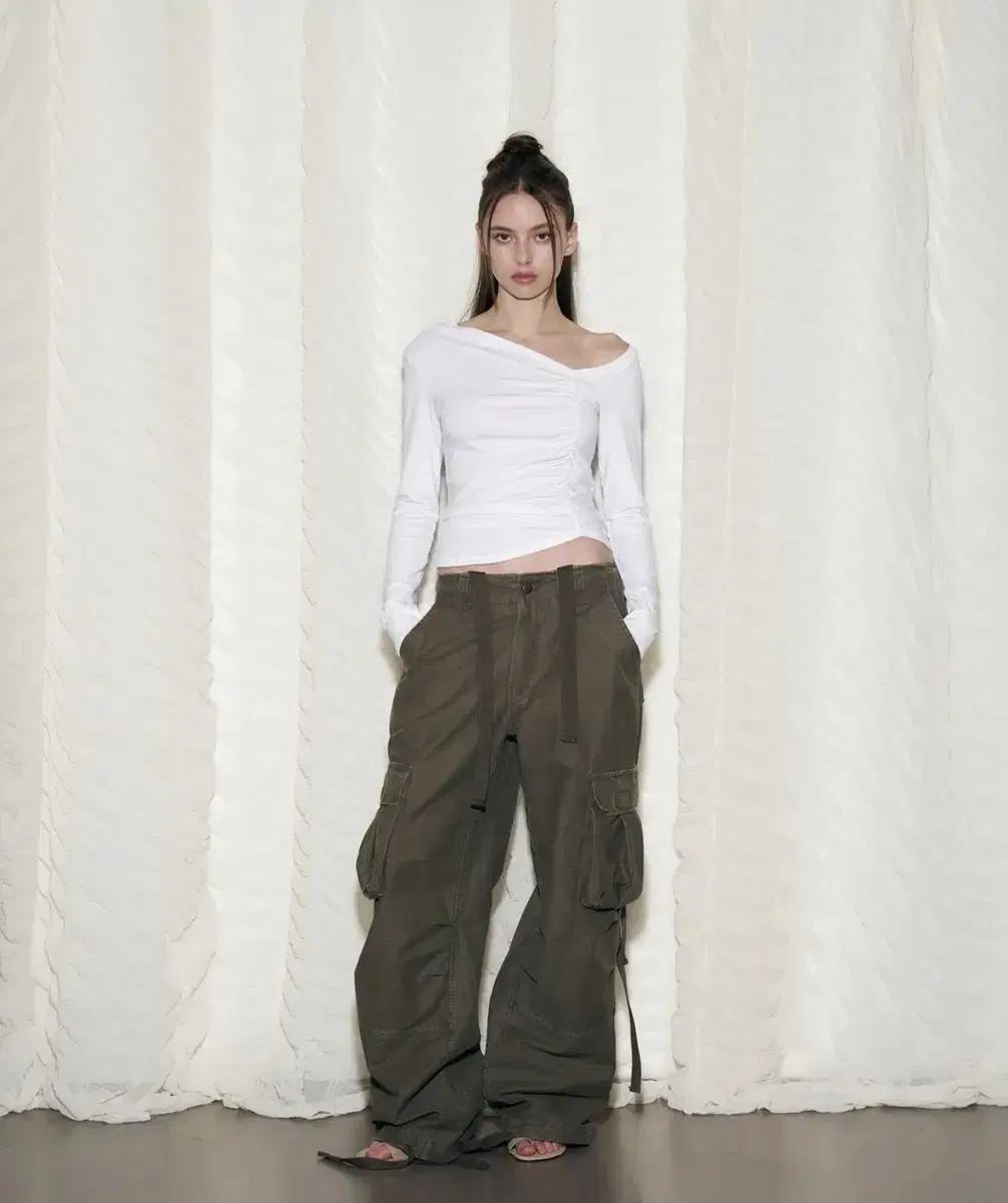 플리즈노팔로우Tex Wide Work Pants (Washed Khak)