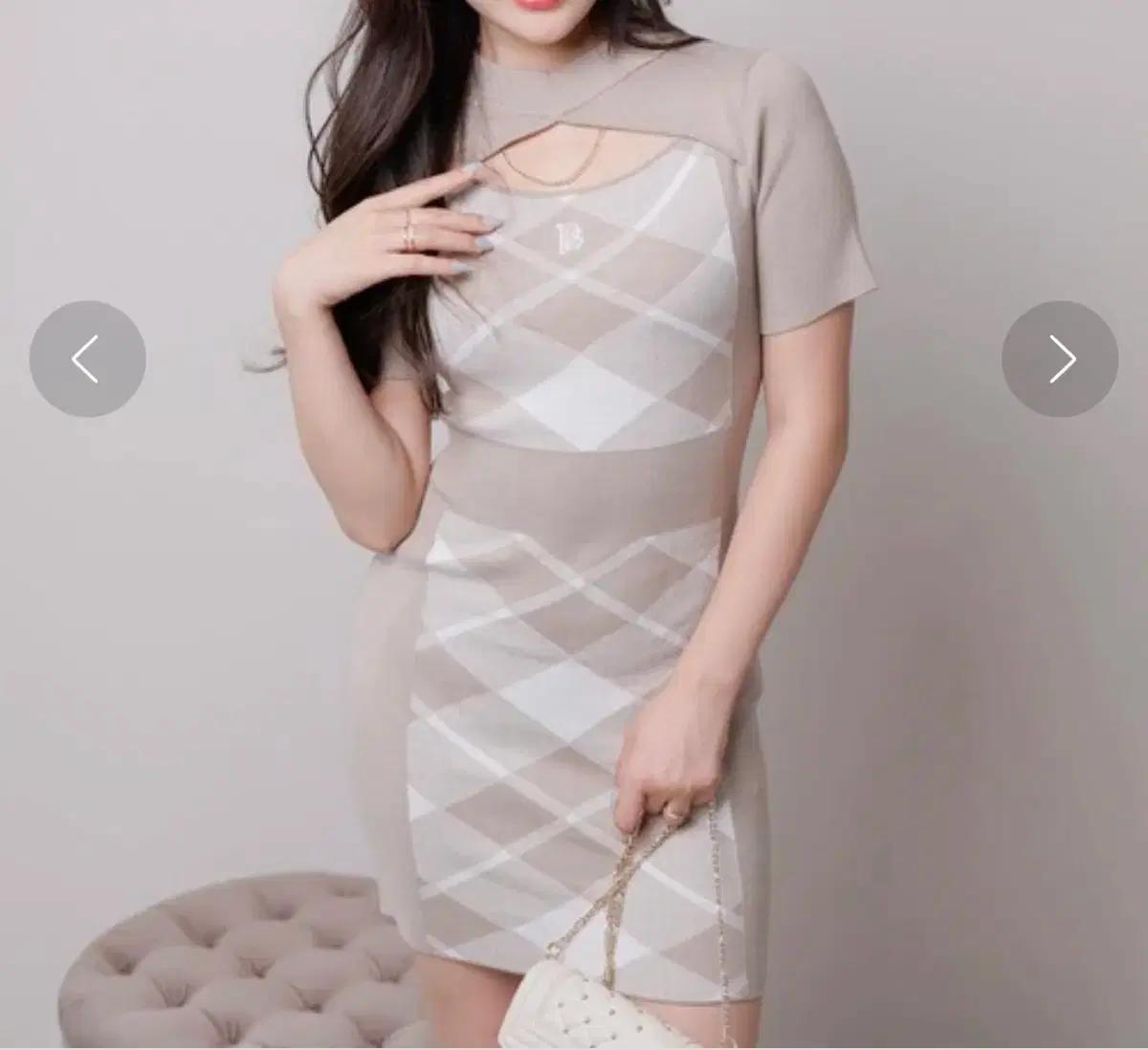 립서비스 LIPSERVICE 체크 쟈가드 니트 원피스 /스나계양산형양지뢰
