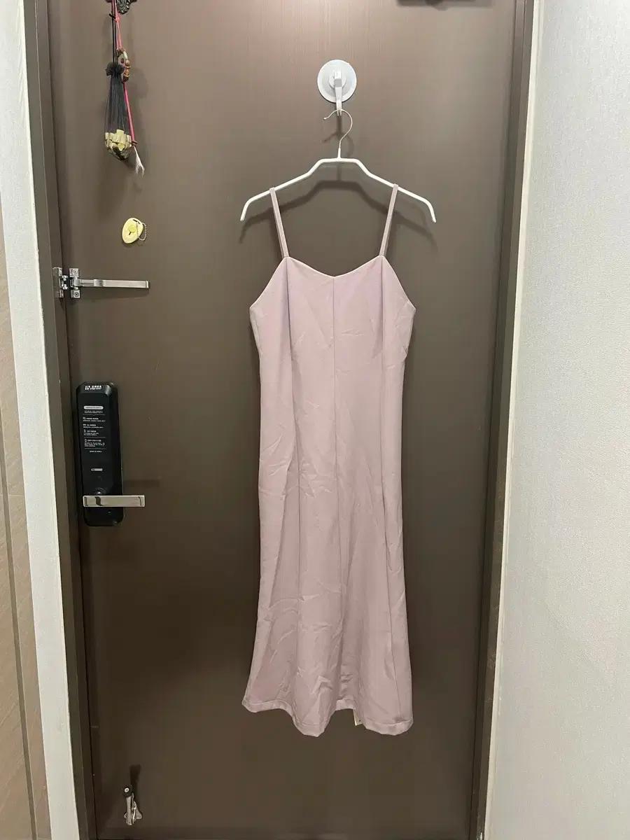 보라색 뷔스티에 끈나시 롱 원피스