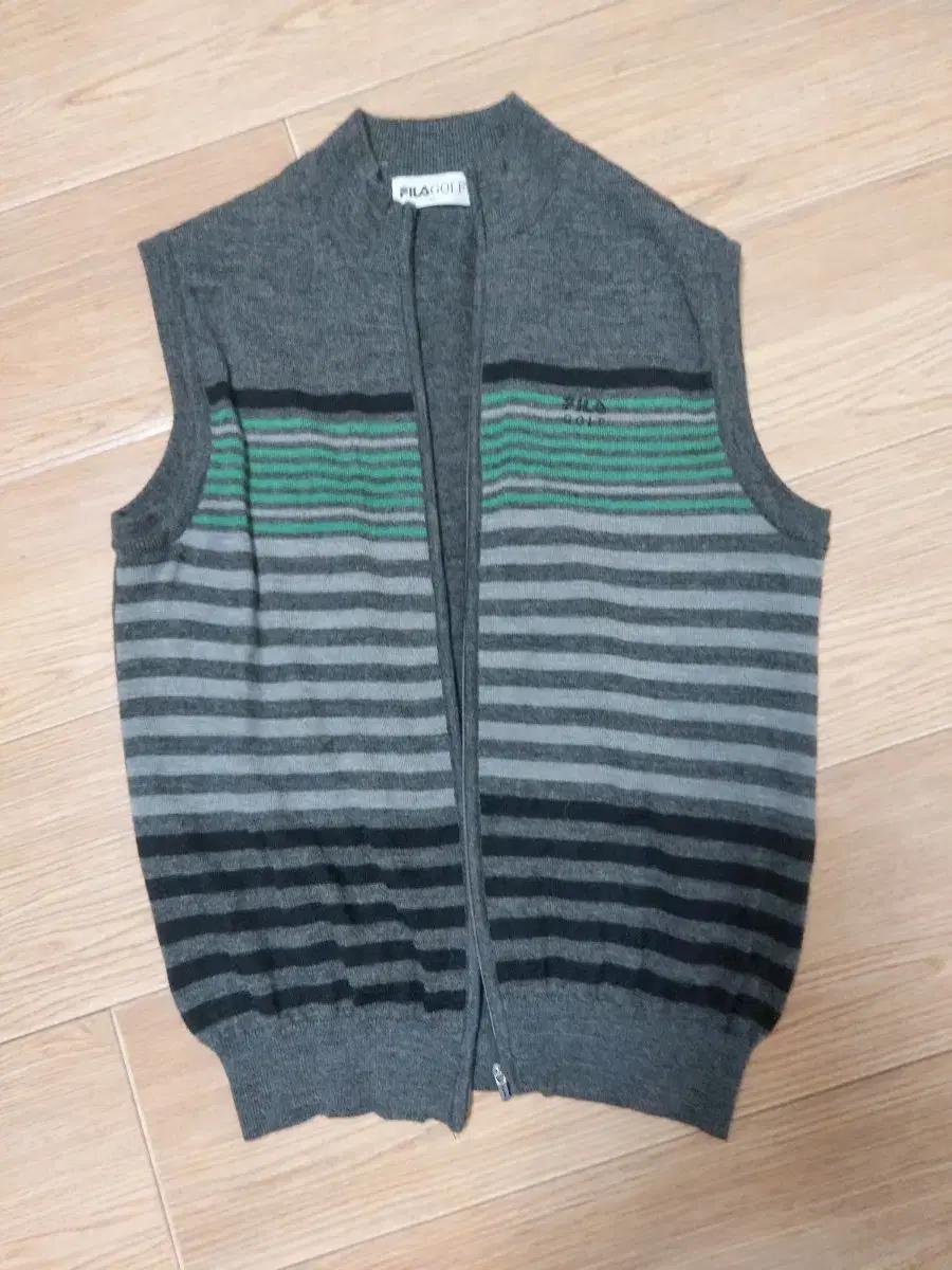 휠라 골프 스트라이프 니트 조끼