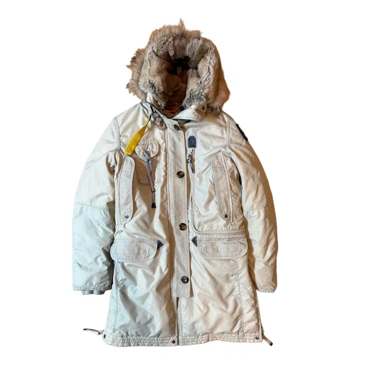 파라점퍼스 패딩 코트 아이보리 퍼 후드 급쳐