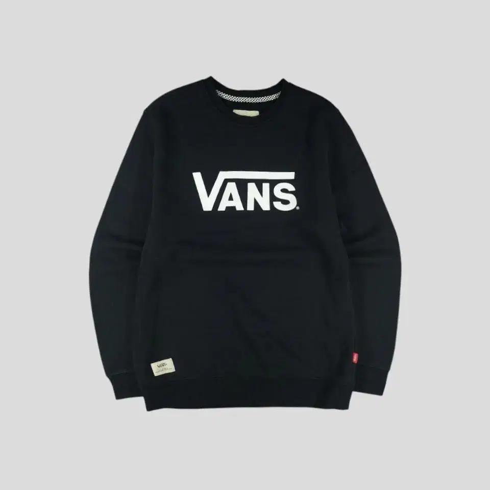 반스 블랙 화이트 로고 올드스쿨 기모 코튼블렌드 맨투맨 티셔츠 M