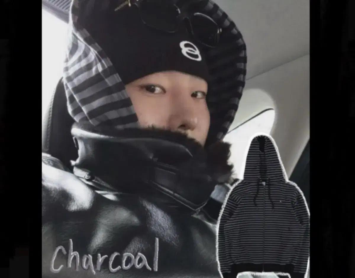 더콜디스트모먼트 에이블리 무신사 차콜 먹색 단가라 스트라이프 후드집업 M