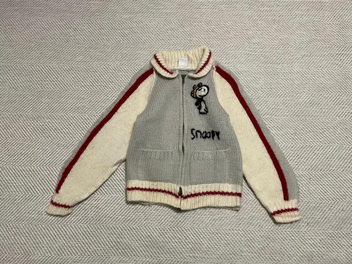 피너츠 x 스누피 파일럿 캐나다 해비 울 니트 집업 J03267