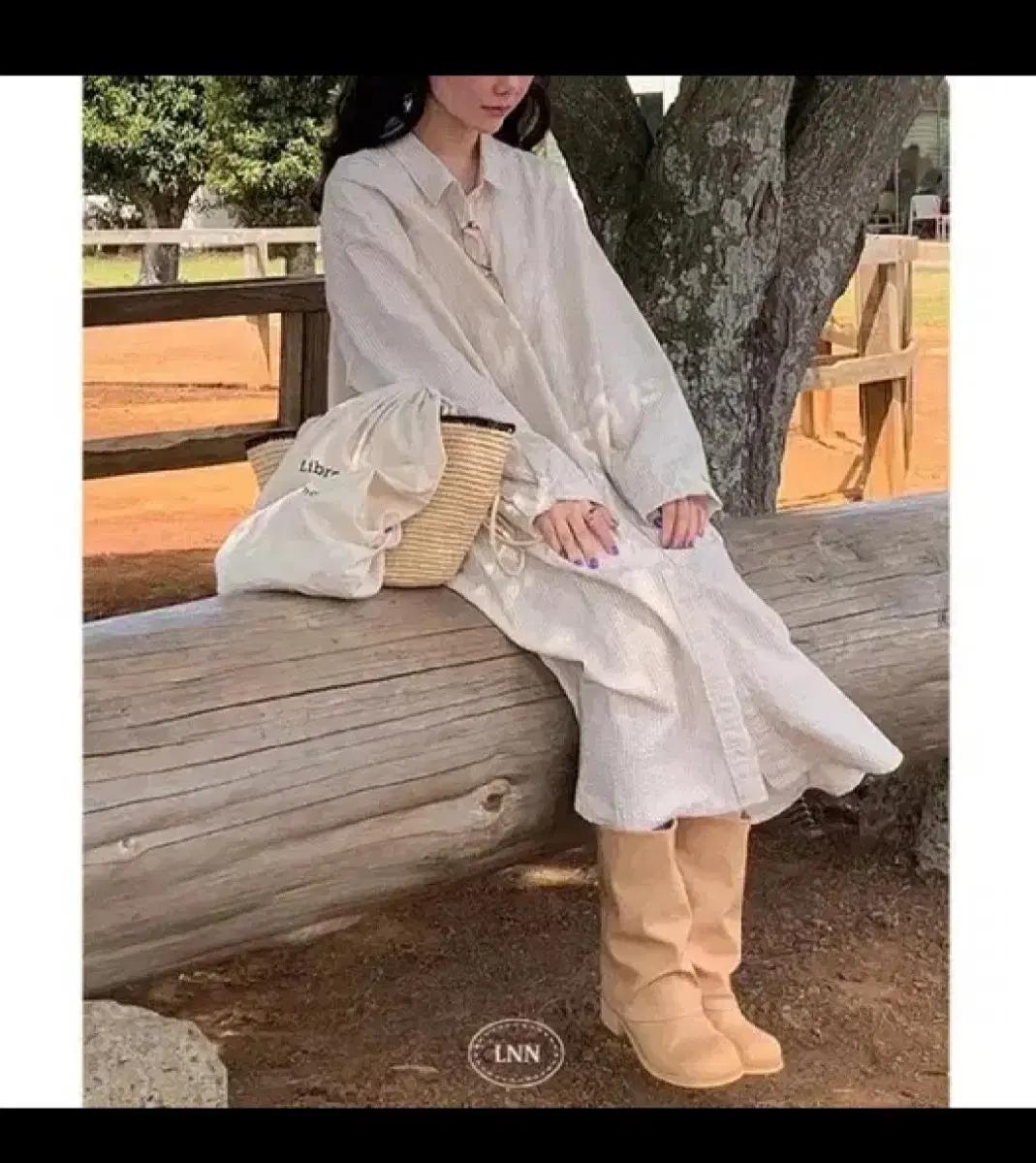 리넨느 bake stripe 셔츠원피스