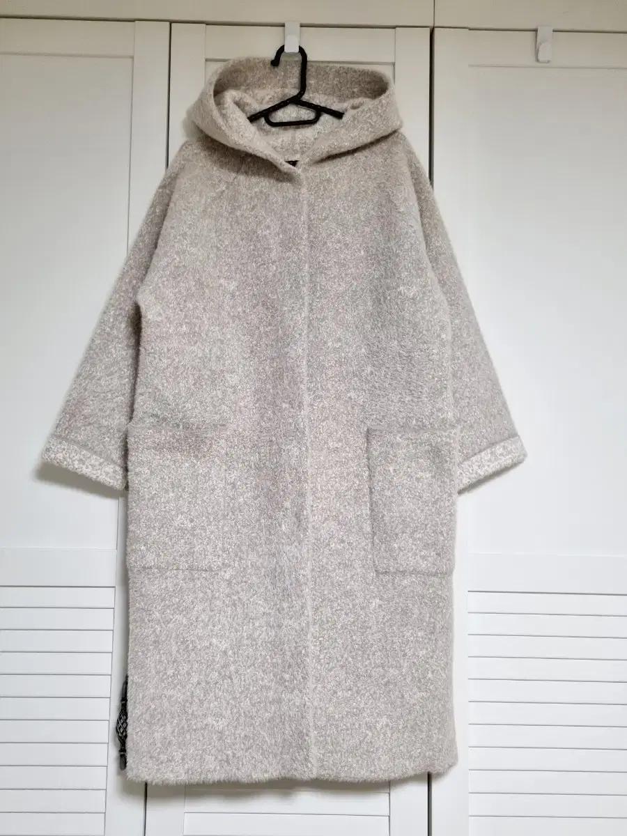 (새옷)압축울 후드 롱니트코트. 프리사이즈