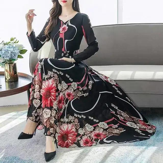 쎄샵 3072  쉬폰 롱원피스  블랙 55반-1개, 77-1개