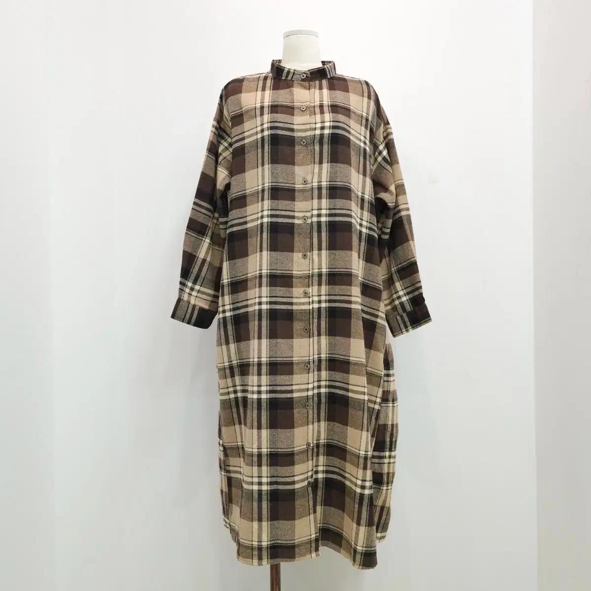 일본제 체크 패턴 롱셔츠 원피스 빅사이즈